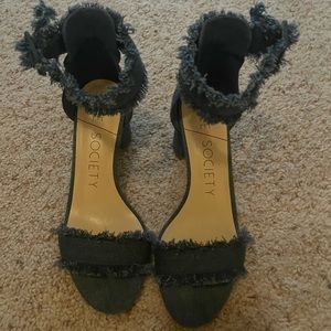 Sole Society Denim Fringe Wedges